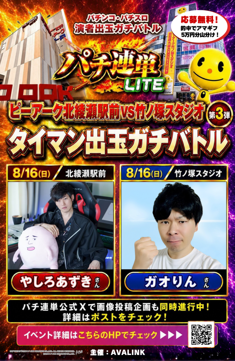 パチンコ・パチスロ演者出玉ガチバトルパチ連単